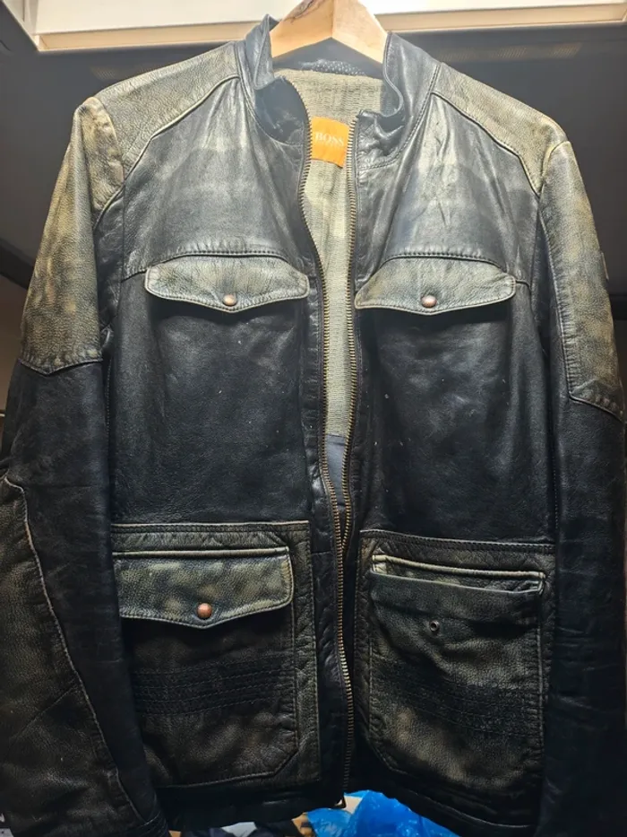 Veste cuir hugo boss