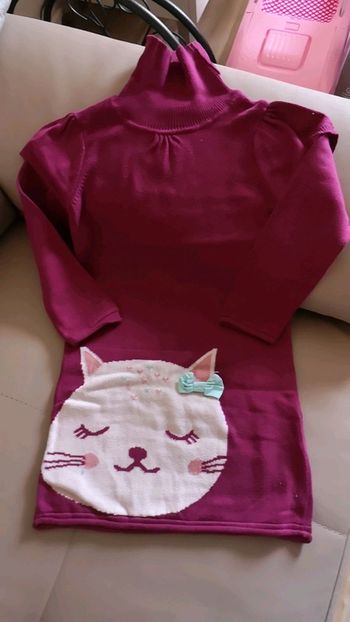 Robe print chat couleur vin