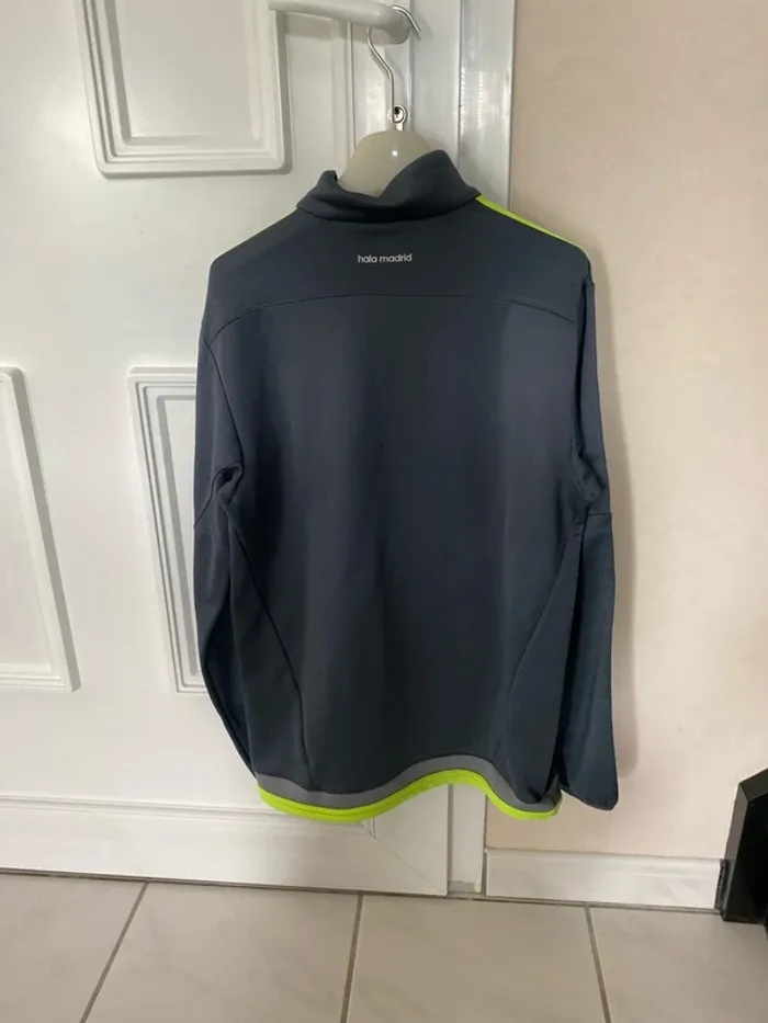 Veste d’entraînement adidas Real Madrid S – Gris & Jaune Fluo, 1/4 Zip, Climacool - photo numéro 9