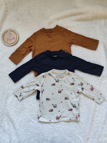 Lot 3 t-shirts à manches longues, 3 mois, garçon, Kiabi 👣