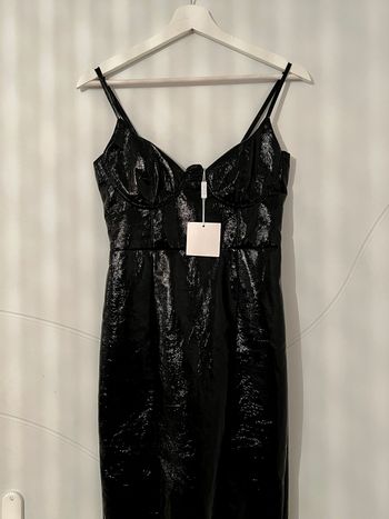 Robe noire similicuir longue Public Désire