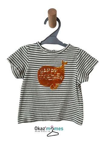 T-shirt à manches courtes rayé (baleine) - Tape à l'oeil 9 mois