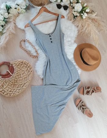Jolie robe longue grise taille S