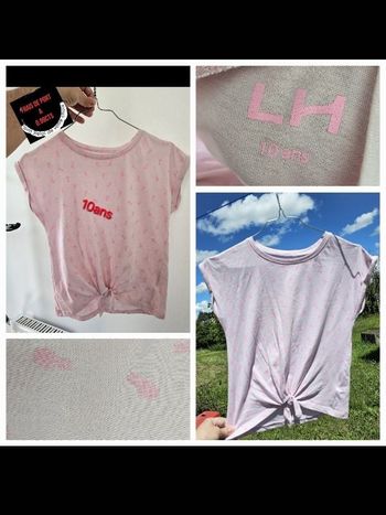 1 tee-shirt / top  fille 10 ans rose motif ananas