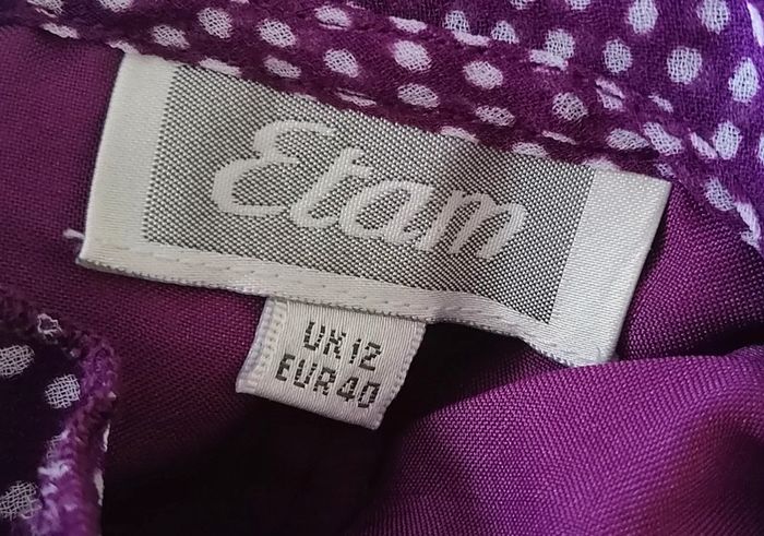 Top cache-cœur à volants violet pois blanc Taille 40 Etam - photo numéro 12