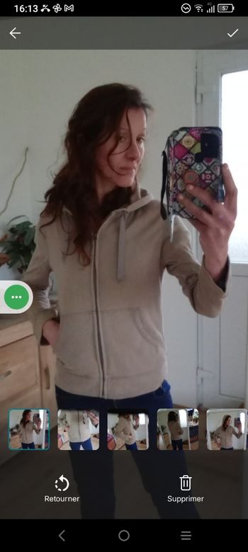 Sweat à capuche S zippé marron glacé c77