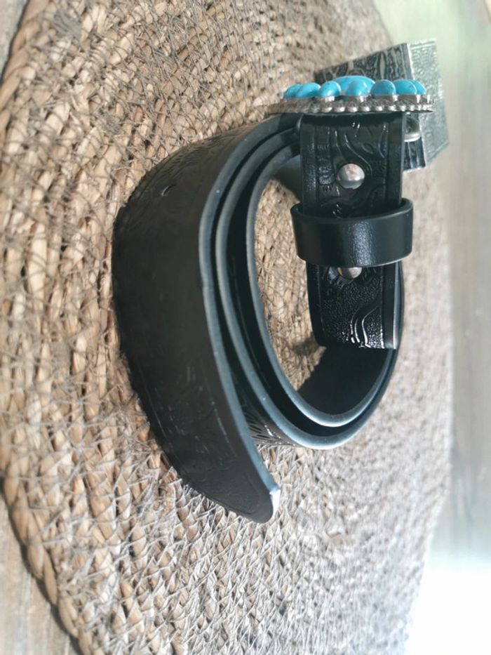Ceinture de cowboy country femme turquoise - photo numéro 3