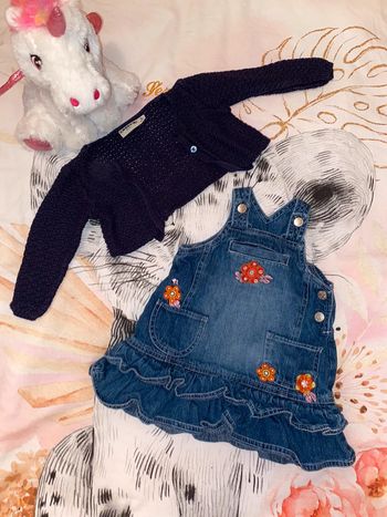 Ensemble robe en jean et boléro, taille 6 mois, marque Creeks.