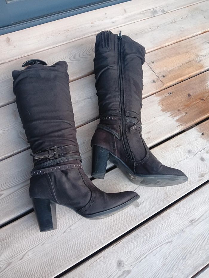 Bottes hautes noires daim - photo numéro 3