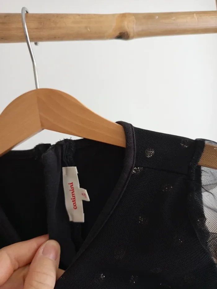 Robe en tulle noire à pois dorés Catimini 8 ans - photo numéro 2