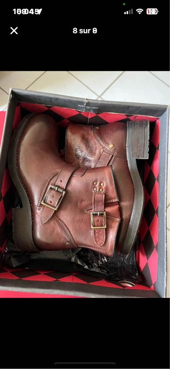 Bottines cuir marron