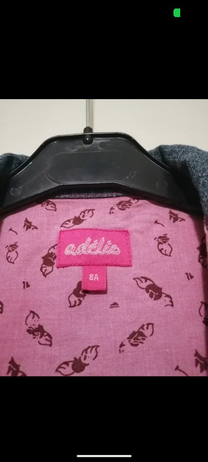 Jolie veste jean Adélie bleu marine et rose. Taille 8 ans - photo numéro 3