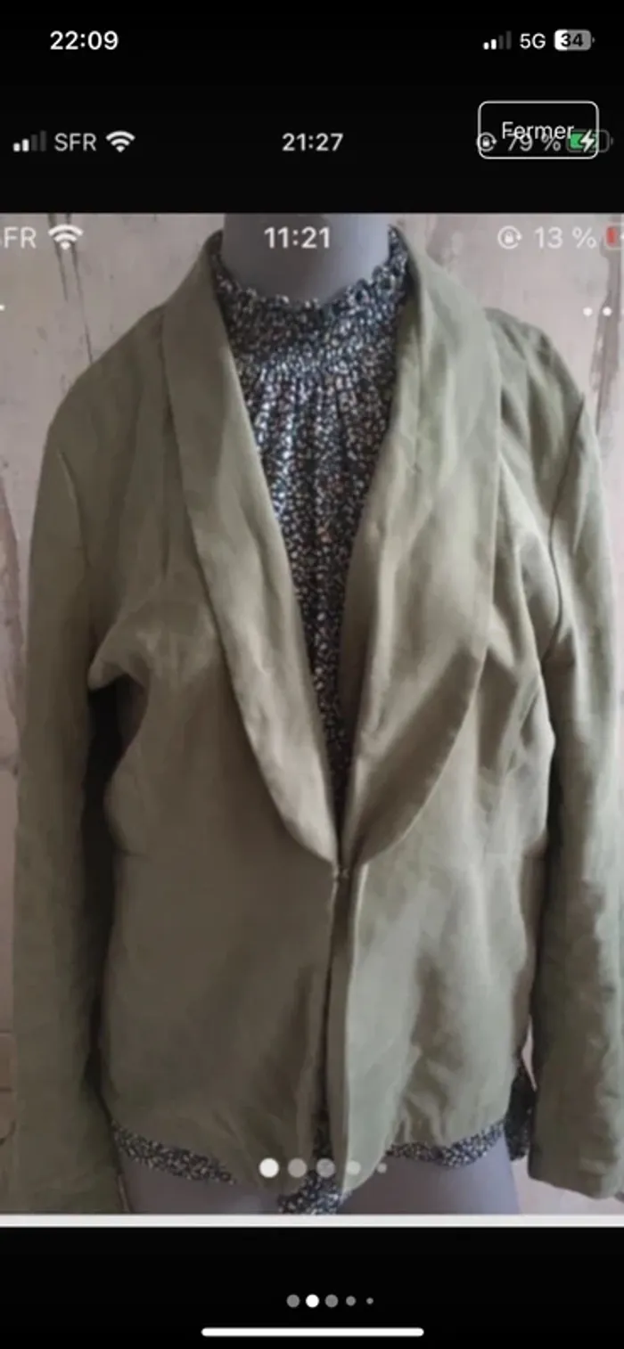 Magnifique blazer en 42 de la boutique Bonobo type peau de pêche excellent état - photo numéro 2