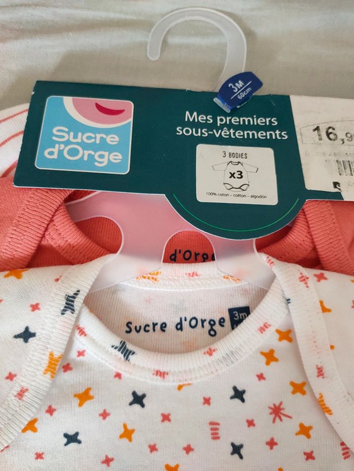 Lot de 3 bodies manches longues Sucre Orge 3 mois - photo numéro 3