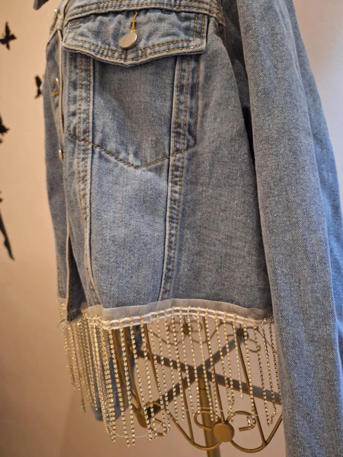 Veste en jeans & strass - photo numéro 3