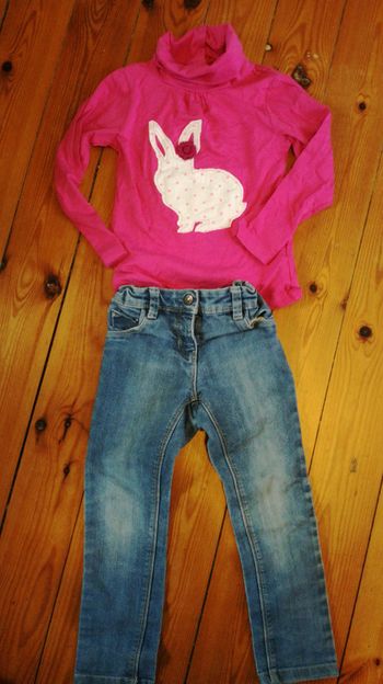 Ensemble jean NKY col roulé vertbaudet 5 ans