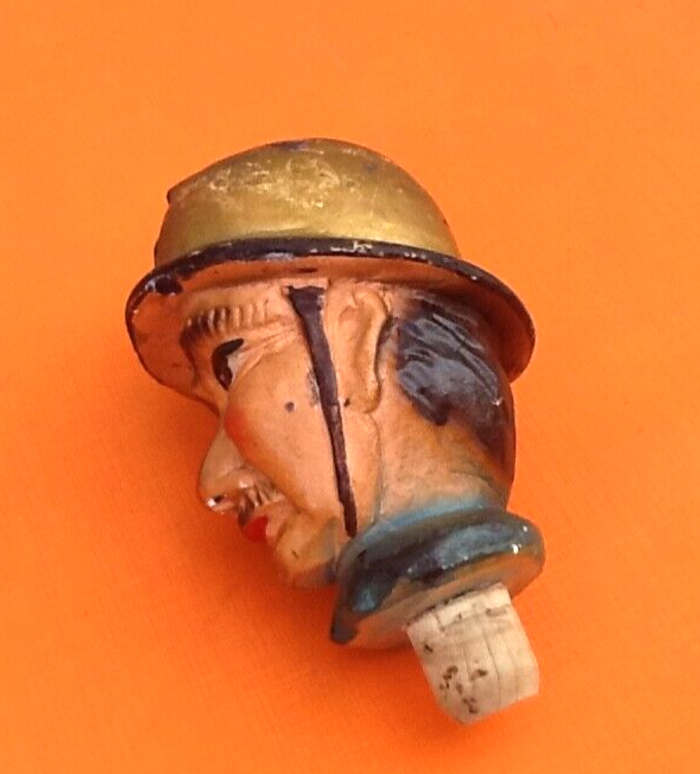 Années 1950 Bouchon Bouteille / Carafe Tête Soldat du Feu / Sapeur Pompier - photo numéro 5