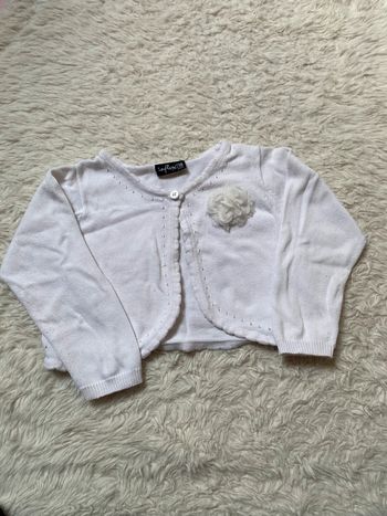 Gilet boléro blanc rose court été fille Influx 18m