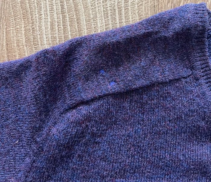 Pull col V violet State of Art en laine pour homme, taille M - photo numéro 8