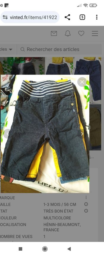 Lot 5 pantalons 3 mois