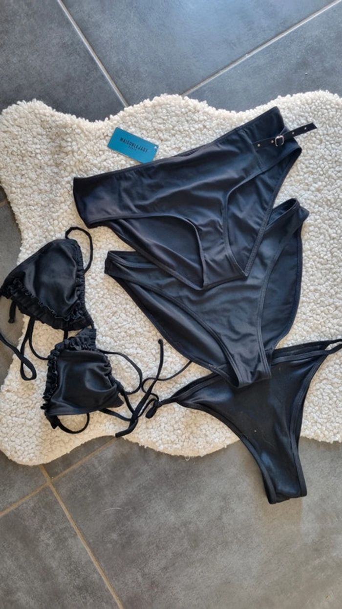 Maillot de bain 2 pièces noir avec 3 bas 40 42 - photo numéro 3