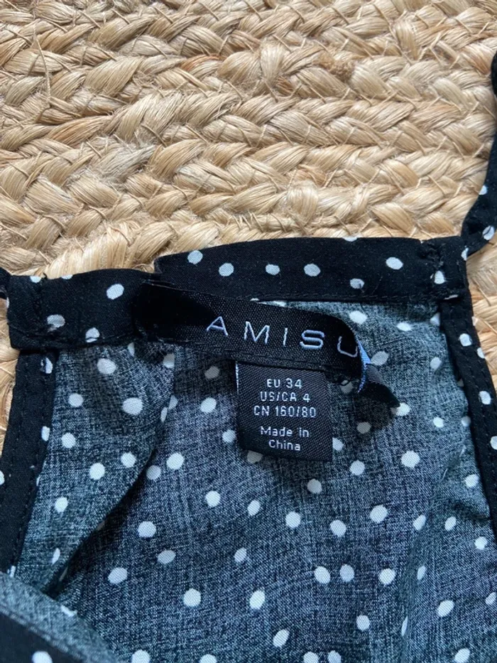 Petite robe noire à pois blancs Amisu Taille 34 - photo numéro 5