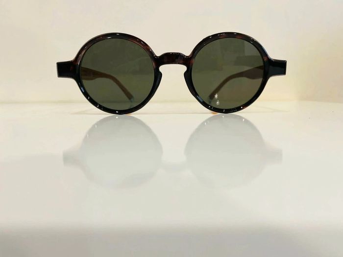 Lunette de soleil mixte ronde façon marron tigré bras effet bois taille moyenne - photo numéro 3