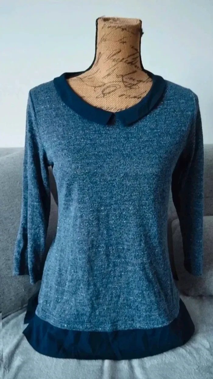 Top  haut  manches  3/4 armand Thierry taille  1 bleu