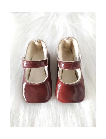 Chaussures ballerines en cuir verni authentique vintage années 80 pour nouveau-né