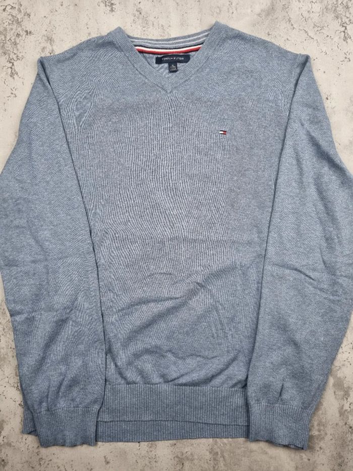 Pull col V Tommy Hilfiger bleu clair – Taille XL Homme - photo numéro 3