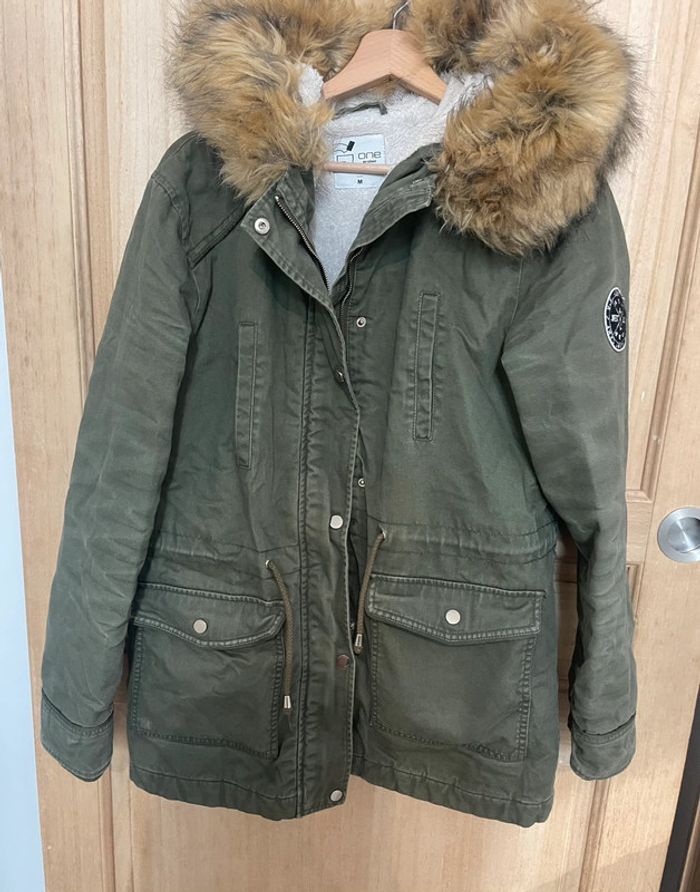 Parka kaki doublée fourrure style army - Gemo - Taille M