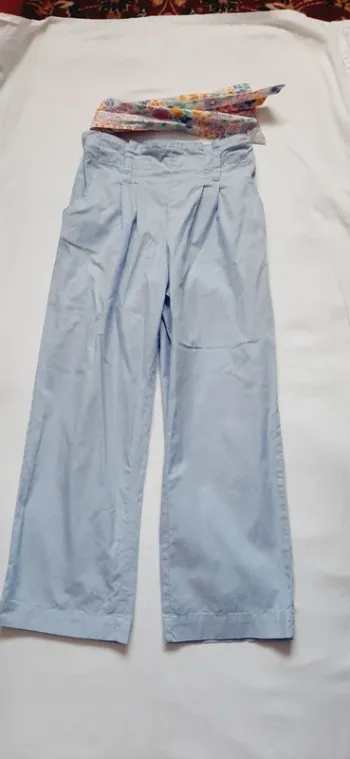 Pantalon large fille avec centure