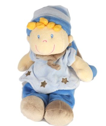 🧸 Doudou garçon lutin bleu gris à étoiles – Nicotoy – 25 cm (réf. 579/7149)