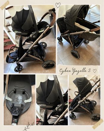 Poussette cybex, gazelle S avec nacelle, cosy, et base Isofix, c’est