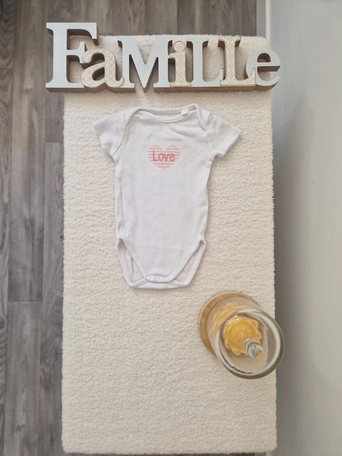 💕 Body bébé fille blanc avec imprimé "Love" - 6 Mois - 💕