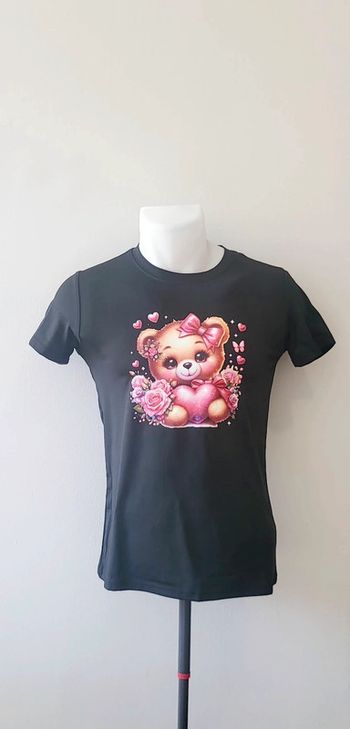 T-shirt motif ourson cœur Noir