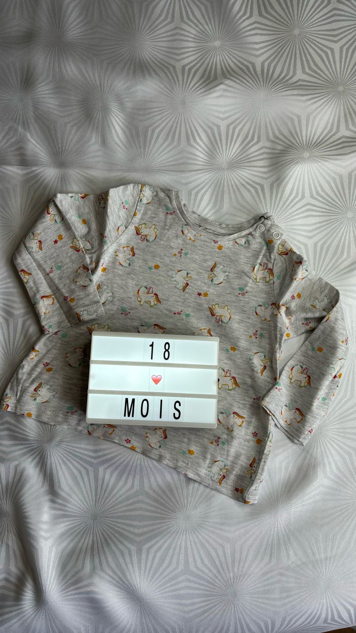 Haut manches longues licornes fille 18 mois/86cm