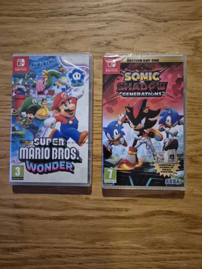 Lot de 2 jeux nintendo switch super Mario Bros wonder + Sonic Shadow Neuf FR