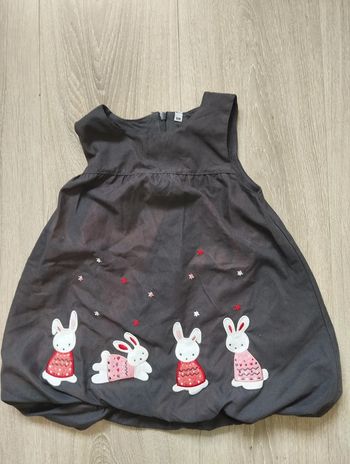 Robe mignonne douce lapins étoiles violet automne 18 mois