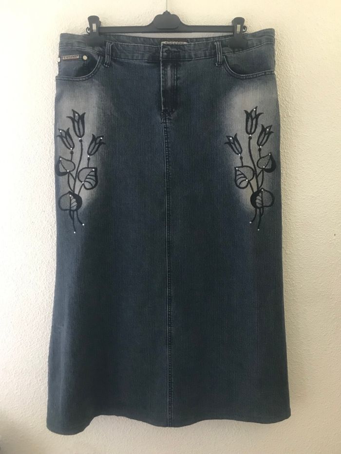 Jupe longue jean et elastane