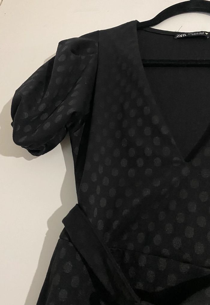 Robe Zara Courte Imprimée Polka Avec Ceinture Taille M - photo numéro 3