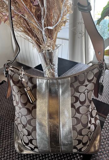 Sac coach vintage cuir et tissu