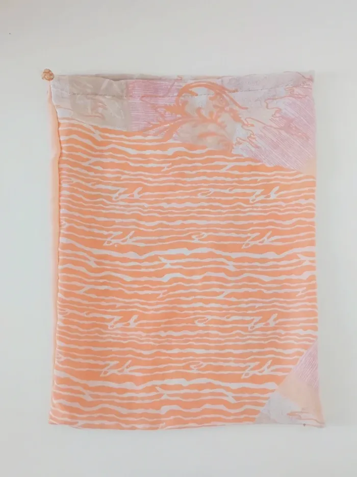 Grand pochon motif abstrait rose orange pastel - 35×27cm - photo numéro 2