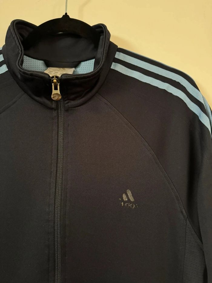 🧥 Veste Adidas bleu marine à rayures bleu ciel (taille L) - photo numéro 2