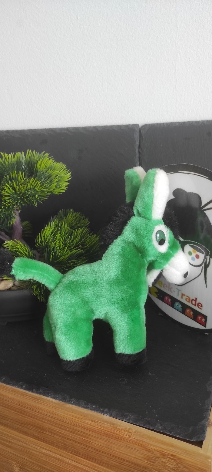 Âne peluche vert noir  blanc Vertbaudet ancien vintage Doudou Cheval Vert Baudet - photo numéro 2