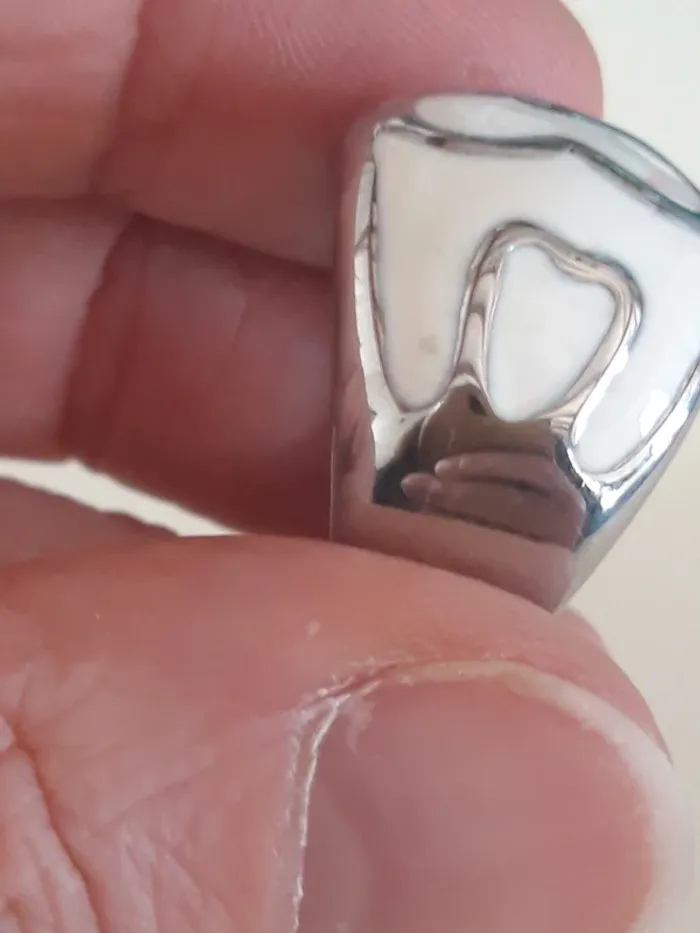 Bague fantaisie argentée et blanche taille 60 - photo numéro 3