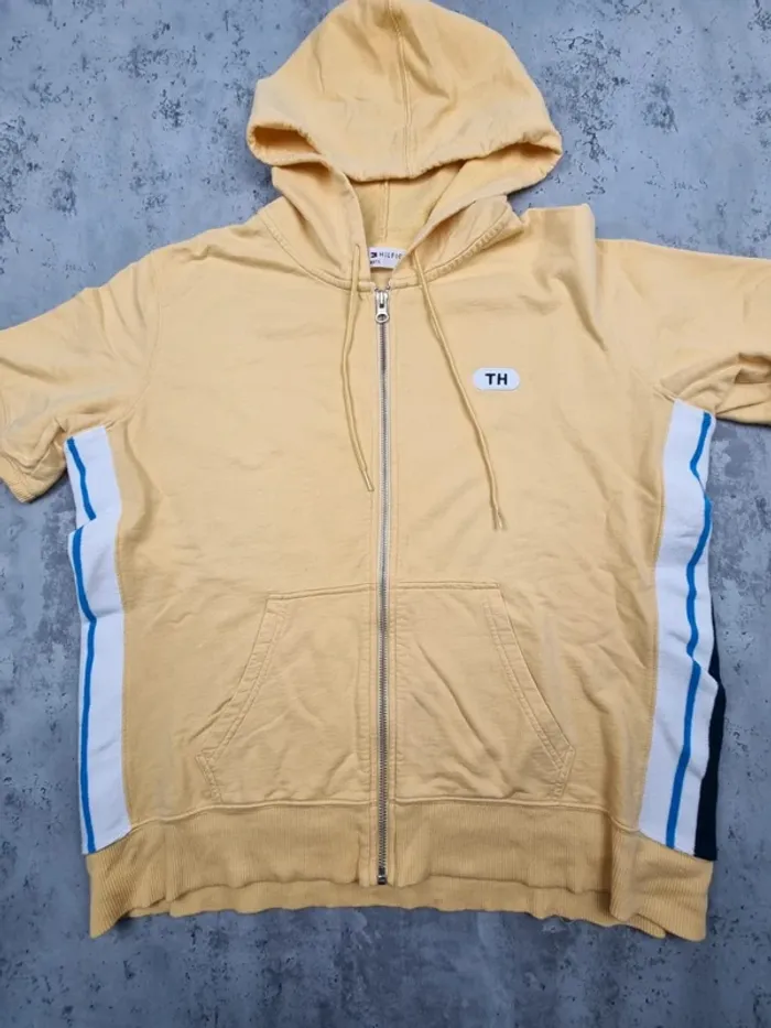 Sweat zippé à capuche Tommy Hilfiger jaune XL Femmes (mesures en photos) - photo numéro 3