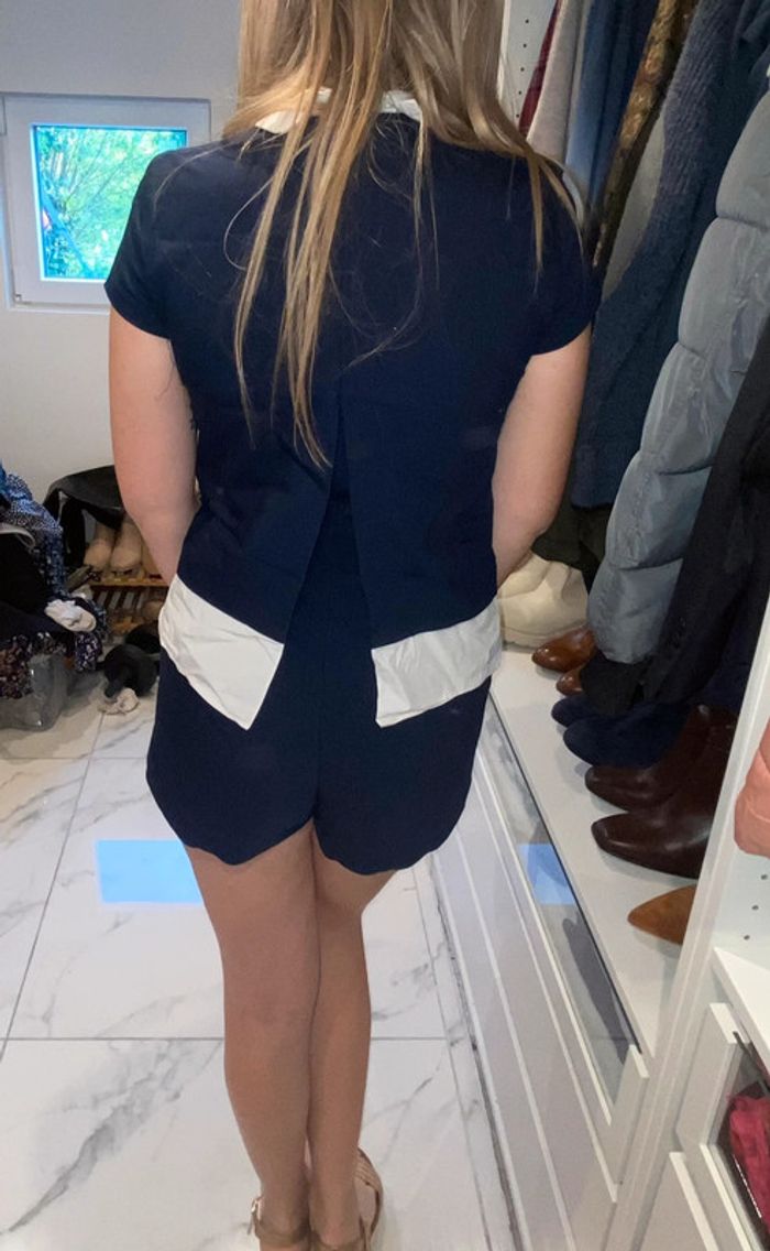 Combi Zara short été bleu marine taille M 38 chemise 2 en 1 - photo numéro 3