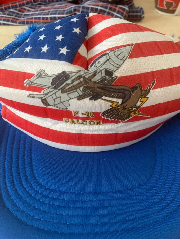 Casquette usa F-16 falcon bleu rouge blanc homme - photo numéro 2