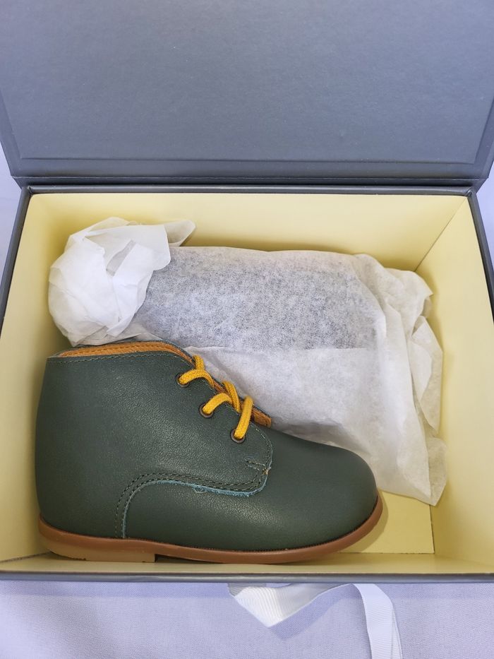 Chaussures derby garçon en cuir vert Point 20 Made in France 🇨🇵 - photo numéro 4